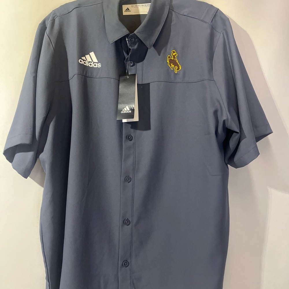 Adidas Men's Climate Golf Wyoming Cowboys Gray Button Down Shirt